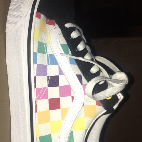 multi colored checkered vans